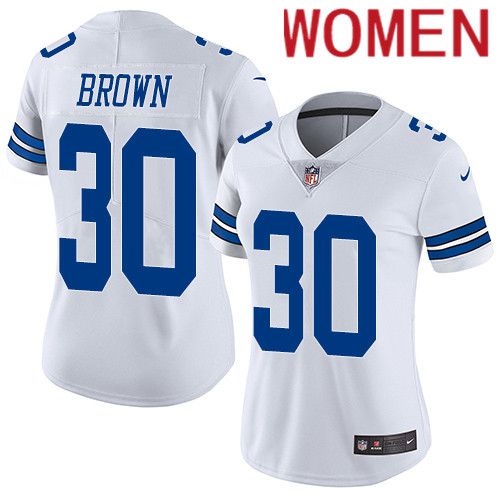 Women Dallas Cowboys #30 Anthony Brown Nike White Vapor Limited NFL Jersey